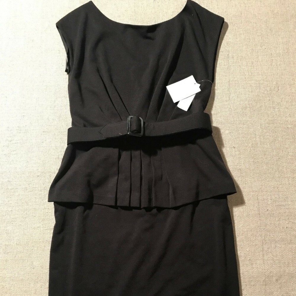 NY &Co Black Peplum Sleeveless Career Dress 8 NEW